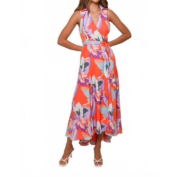 NEW HUTCH women's vela wrap maxi dress in orange